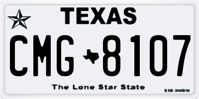 TX license plate CMG8107