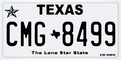 TX license plate CMG8499