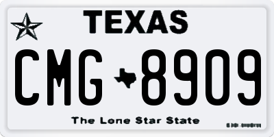 TX license plate CMG8909