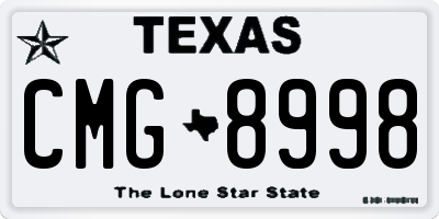 TX license plate CMG8998