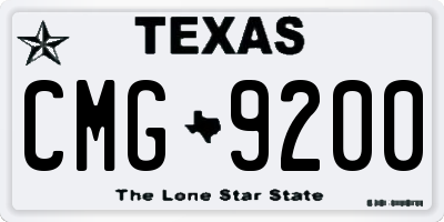 TX license plate CMG9200