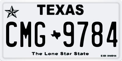 TX license plate CMG9784