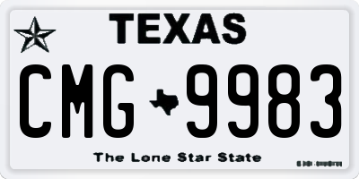TX license plate CMG9983