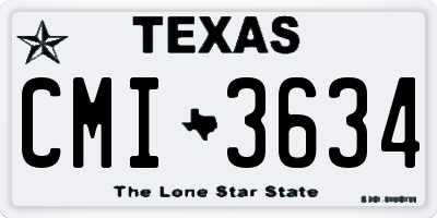 TX license plate CMI3634