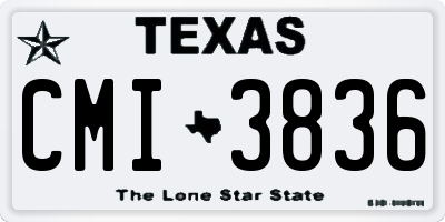 TX license plate CMI3836