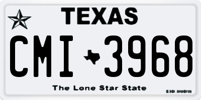 TX license plate CMI3968