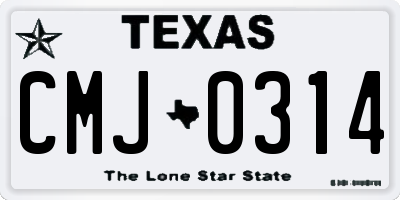 TX license plate CMJ0314