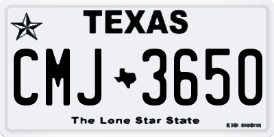 TX license plate CMJ3650