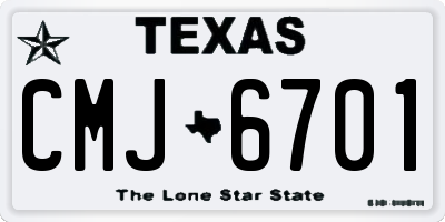 TX license plate CMJ6701