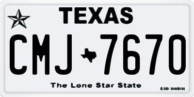 TX license plate CMJ7670