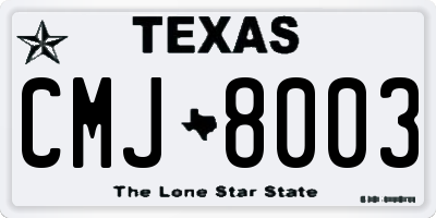 TX license plate CMJ8003