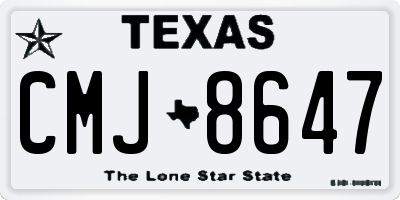 TX license plate CMJ8647