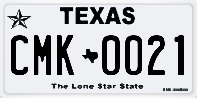 TX license plate CMK0021