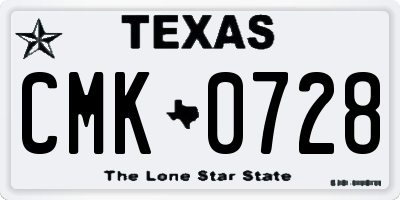 TX license plate CMK0728