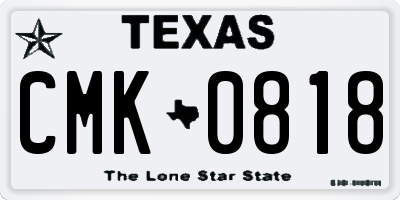 TX license plate CMK0818