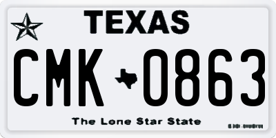 TX license plate CMK0863