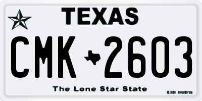 TX license plate CMK2603