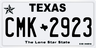 TX license plate CMK2923