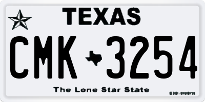 TX license plate CMK3254