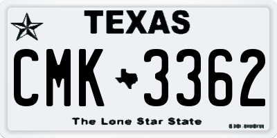 TX license plate CMK3362
