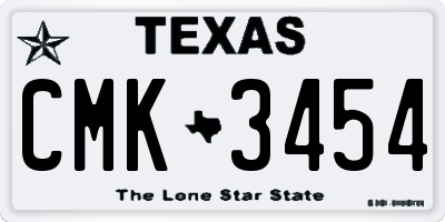 TX license plate CMK3454