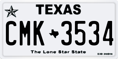 TX license plate CMK3534