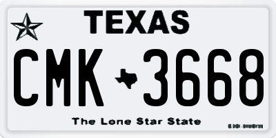 TX license plate CMK3668