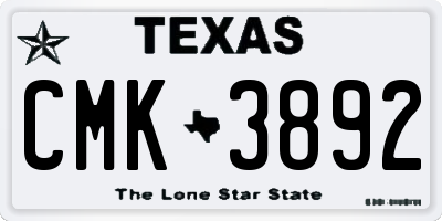 TX license plate CMK3892