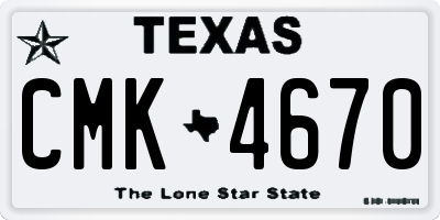 TX license plate CMK4670