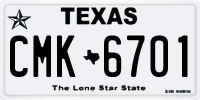 TX license plate CMK6701