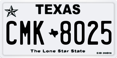 TX license plate CMK8025