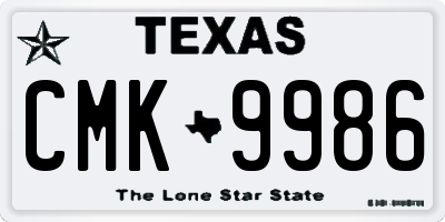TX license plate CMK9986