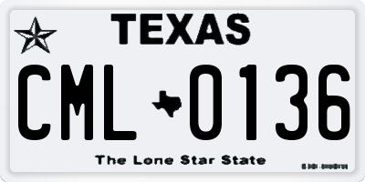TX license plate CML0136