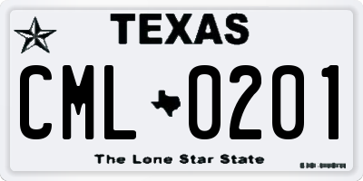 TX license plate CML0201