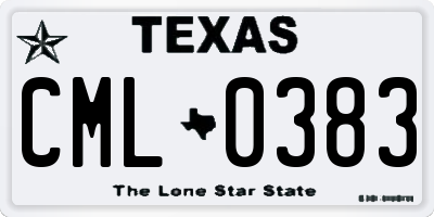 TX license plate CML0383