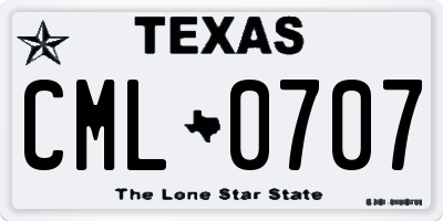 TX license plate CML0707