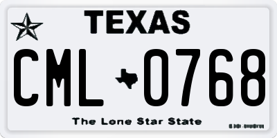 TX license plate CML0768