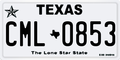 TX license plate CML0853