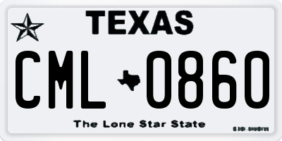 TX license plate CML0860