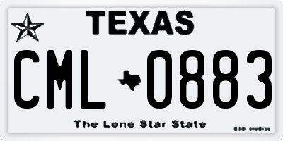 TX license plate CML0883