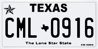 TX license plate CML0916
