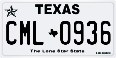TX license plate CML0936