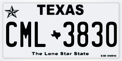 TX license plate CML3830
