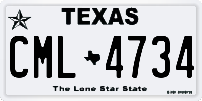 TX license plate CML4734