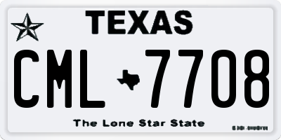 TX license plate CML7708