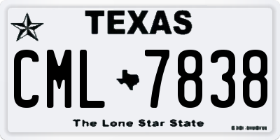 TX license plate CML7838