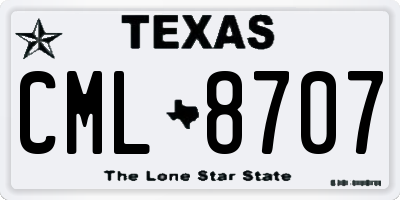 TX license plate CML8707