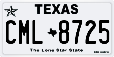 TX license plate CML8725