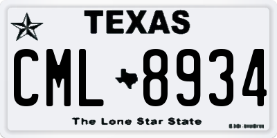 TX license plate CML8934