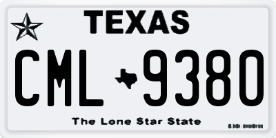 TX license plate CML9380
